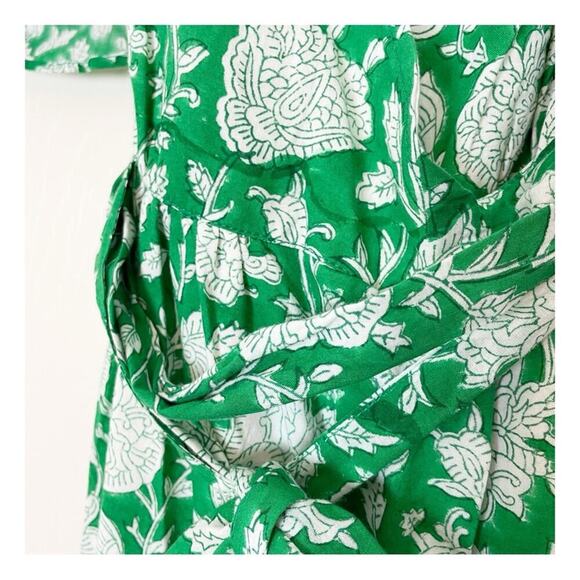 Mille Helena Block Floral Print Wrap Midi Dress Green White Resortwear NWOT - Picture 11 of 11